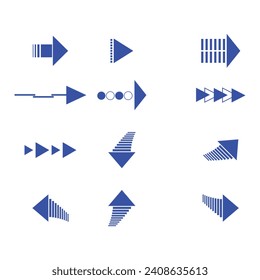 Arrows vector collection with elegant style and blue color Set of Glossy Blue Arrows