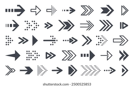 Arrows vector collection with elegant style and black color. Black arrow icons set. Vector illustration PNG