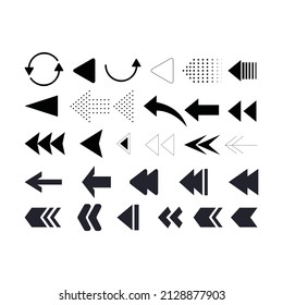 Flechas de aislamiento de colección de vectores en fondo blanco. Ilustración vectorial. Diseño plano para marketing financiero de negocios publicidad web concepto de dibujos animados.