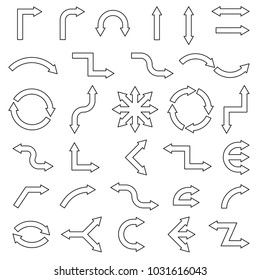 Arrows vector collection with line style and black color.
