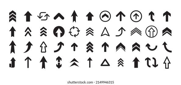Arrows vector collection. Set of arrow pictogram variations. Simple icons.