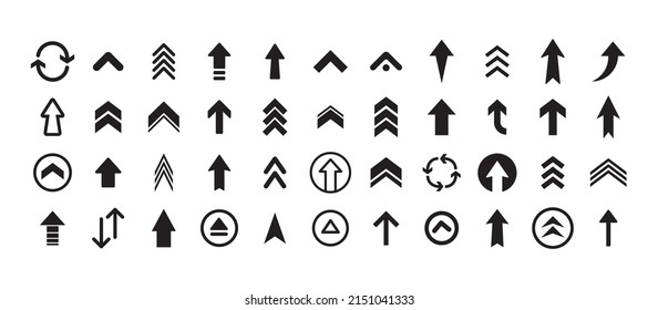 Arrows vector collection. Set of arrow pictogram variations. Simple icons.