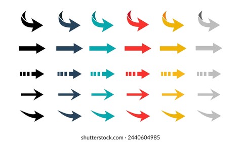 Arrows vector collection. Arrows set vector illustration. Colorful arrow symbols. vector icon. Arrows set icon. Arrow icon. Vector illustration