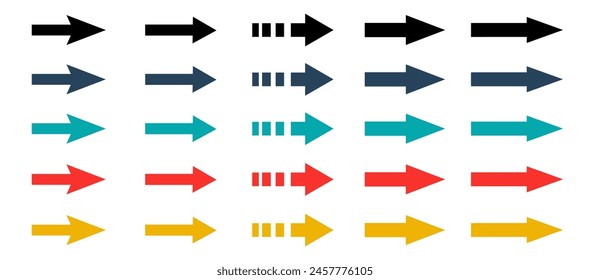 Flechas Vector colección. Las flechas establecen la Ilustración vectorial. Símbolos de flecha de colores. Icono de Vector. Icono de conjunto de flechas Icono de flecha. Ilustración vectorial