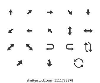 Arrows vector collection web icon isolated on white background, top view