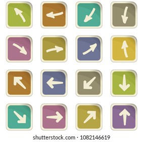 Arrows vector colored paper stickers with icons