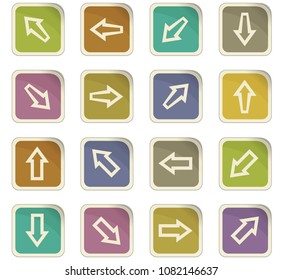Arrows vector colored paper stickers with icons