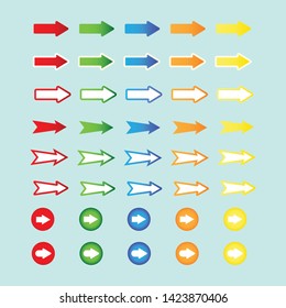 Arrows vector design with red blue green yellow and orang color.