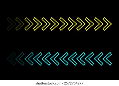 Arrows Vector Design, Yellow, neon coloured arrows illustration