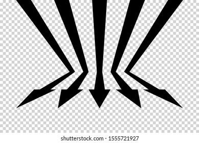 Arrows vector. Flat balck arrows isolated on transoarent background.