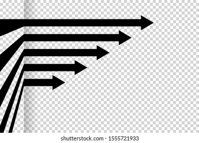 Arrows vector. Flat balck arrows isolated on transoarent background.