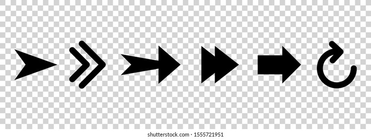 Arrows vector. Flat balck arrows isolated on transoarent background.
