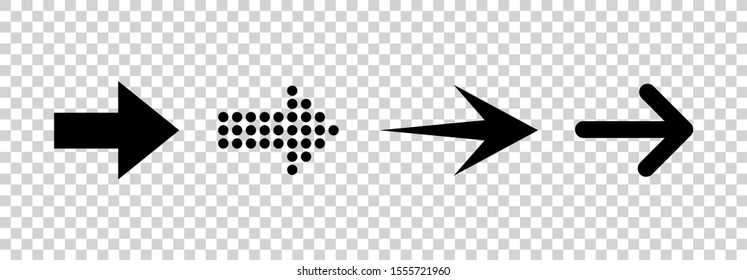 Arrows vector. Flat balck arrows isolated on transoarent background.