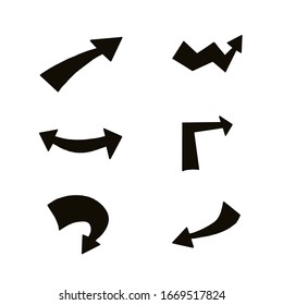 Arrows. Vector freehand arrows in doodle style. Set black arrows on a white background. EPS 10 illustration