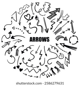arrows vector hand drawn cartoon doodle set