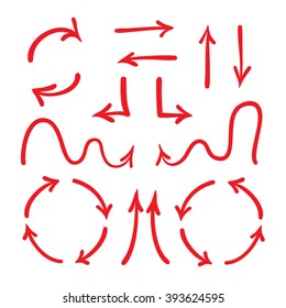 Arrows vector hand drawn set icons illustration, perfect for web, office, right, left, up and down
