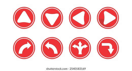 Pfeile, Vektorsymbol , Wegbeschreibungen und Verkehrszeichensymbole