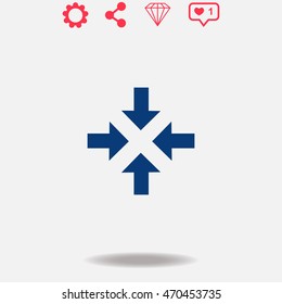 Arrows vector icon on grey background.