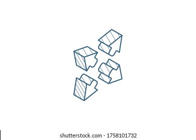 Arrows vector icon. Outside isometric icon. 3d vector illustration. Isolated line art technical drawing. Editable stroke