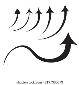 Arrows up Vector  icon. Set of rising Black arrows. illustration on white background