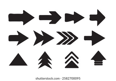 Arrows vector icon. Simple arrow set. Collection arrows sign. Black arrow icon set. Stock - Vector illustration eps 10