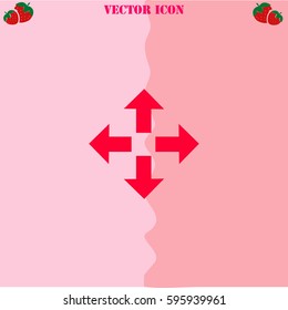 Arrows vector  icon. Strawberry Background.