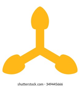 Arrows vector icon. Style is flat symbol, yellow color, rounded angles, white background.