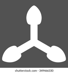 Arrows vector icon. Style is flat symbol, white color, rounded angles, gray background.