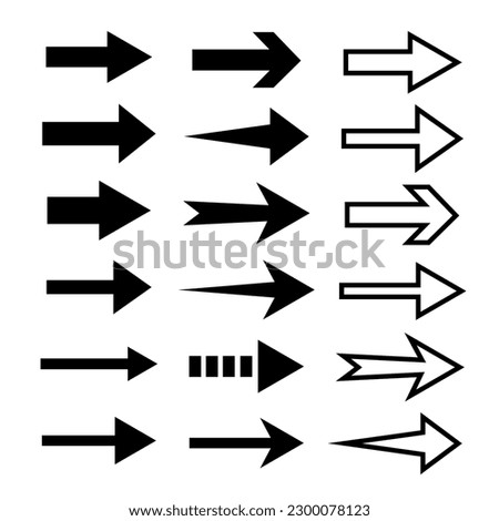 Arrows vector icons isolated on white background. Big vector collection of black arrows icons