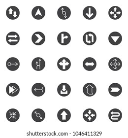 Arrows vector icons set, modern solid symbol collection, filled style pictogram pack. Signs, logo illustration. Set includes icons as up and down arrows, navigation, resize, directions, controller