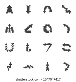 Bogenvektorsymbole Set, moderne solide Symbolsammlung, gefülltes Piktogramm-Paket im Stil. Zeichen, Logo-Illustration. Set enthält Symbole als