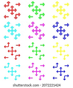 Arrows vector icons set. Simple colorful arrow set icon isolated vector sign symbol on white background. Arrow icon logo vector illustration design template for your project