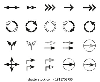 Arrows vector icons. Sign circle arrow flat design, round forward arrows. Set of arrow vector illustration