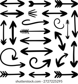 Ícones de vetor de setas plano de fundo branco para recursos gráficos.
