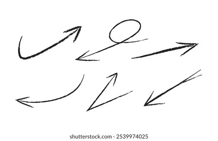 arrows vector illustration. black brush arrows illustration. hand drawn grunge arrows
