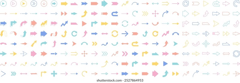 Arrows vector illustration set. Icon, simple, line, line art