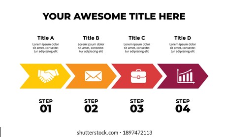 Arrows Vector Infographic. Presentation slide template. Chart diagram. Timelines 4 steps.