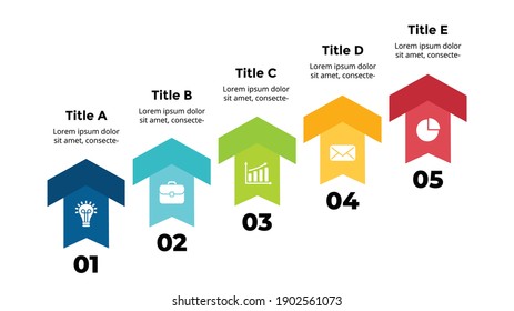 Arrows Vector Infographic. Presentation slide template. Chart diagram. 5 steps.