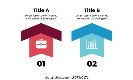 Arrows Vector Infographic. Presentation slide template. Chart diagram. 2 steps, options.