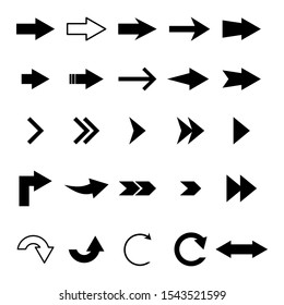 arrows vector isolated on white background; cursor pointer set with different style decoration design