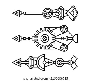  flechas ilustración de línea vectorial estilo steampunk