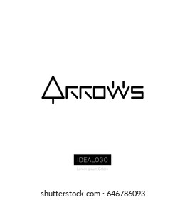 Arrows - vector logo with cursor. Original lettering with arrows.