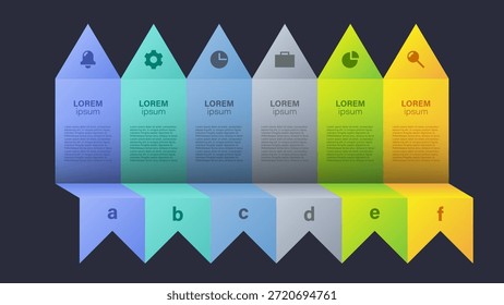 Flechas hacia arriba Vector diseño de infografías modernas. Diseño con 6 pasos para visualizar datos financieros y comerciales.