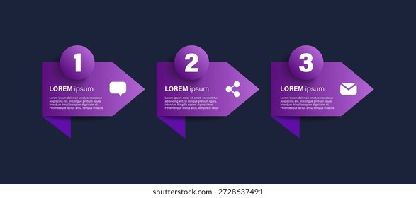 Pfeile, Vektorgrafik, modernes Infografik-Design für Datenvisualisierung. Drei Schritte infografik layout