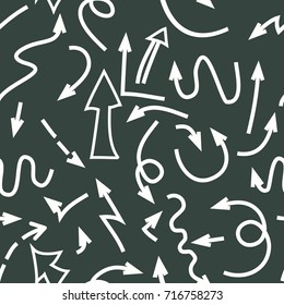 Arrows. Vector seamless pattern with drawn arrows . Arrows seamless pattern