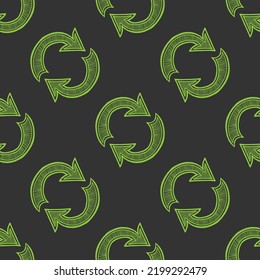 Arrows vector seamless pattern on black background