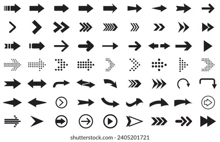 Juego de vectores de flechas. Colección de iconos de flecha. Mega conjunto de vectores de flecha. Modernas flechas simples. Ilustración del vector