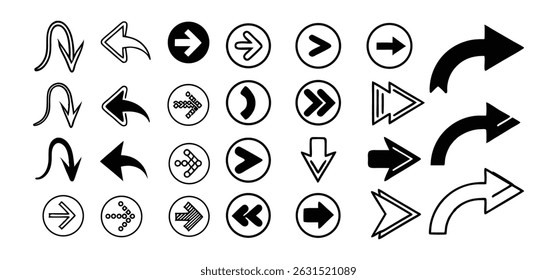 Arrows Vector set of black number icons for web design