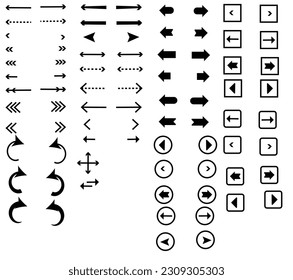 Arrows vector set. Different arrows set with both right and left direction.Arrow icon collection. 