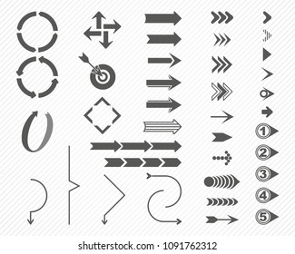 Arrows. Vector set of arrows of different shapes.